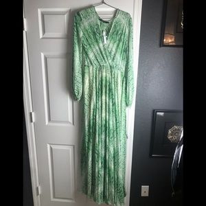 Green snakeskin print maxi dress